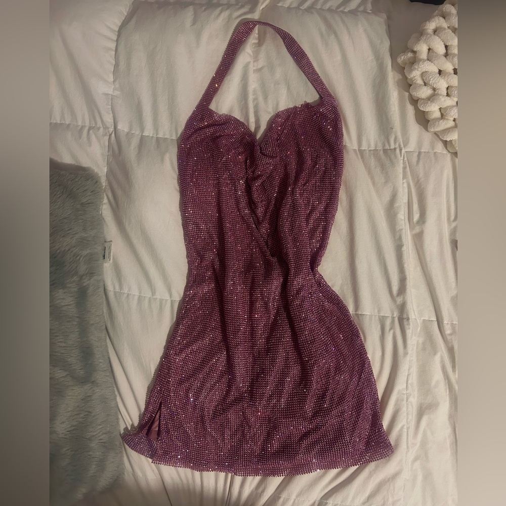 Meshki Low Back Diamante Dress NWT